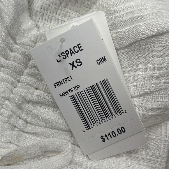 NWT L*Space Farryn‎ Top White Puffy Smocked Crop Top - Picture 9 of 16